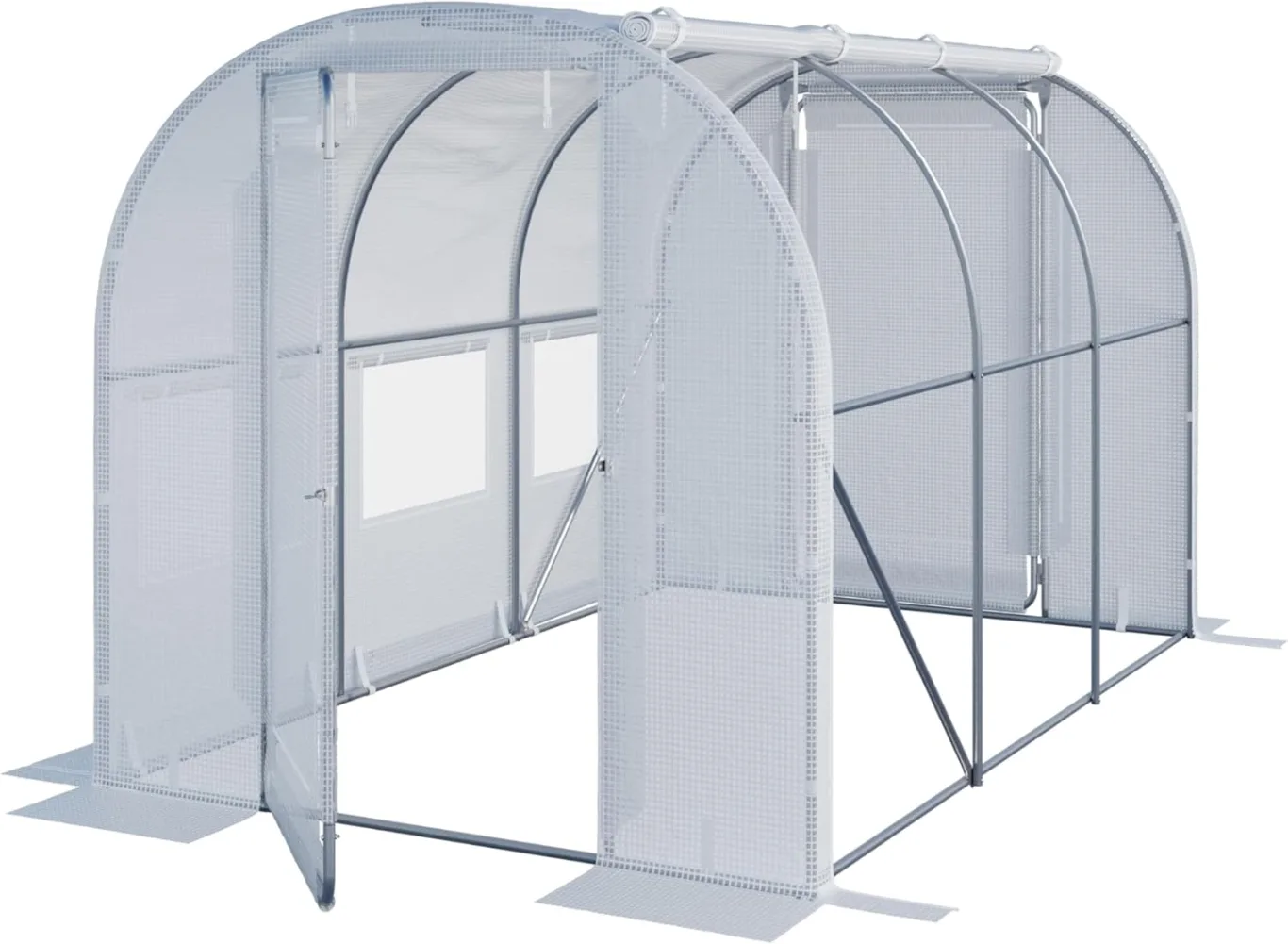 TOOLPORT Foliengewächshaus Gewächshaus 4x6m Premium mit schwenkbarer Türkonstruktion PE-Plane 180 g/m² weiß transparent - Bild 1