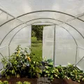 TOOLPORT Foliengewächshaus Gewächshaus 4x6m Premium mit schwenkbarer Türkonstruktion PE-Plane 180 g/m² weiß transparent - Thumbnail 5