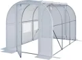 TOOLPORT Foliengewächshaus Gewächshaus 4x6m Premium mit schwenkbarer Türkonstruktion PE-Plane 180 g/m² weiß transparent - Thumbnail 1