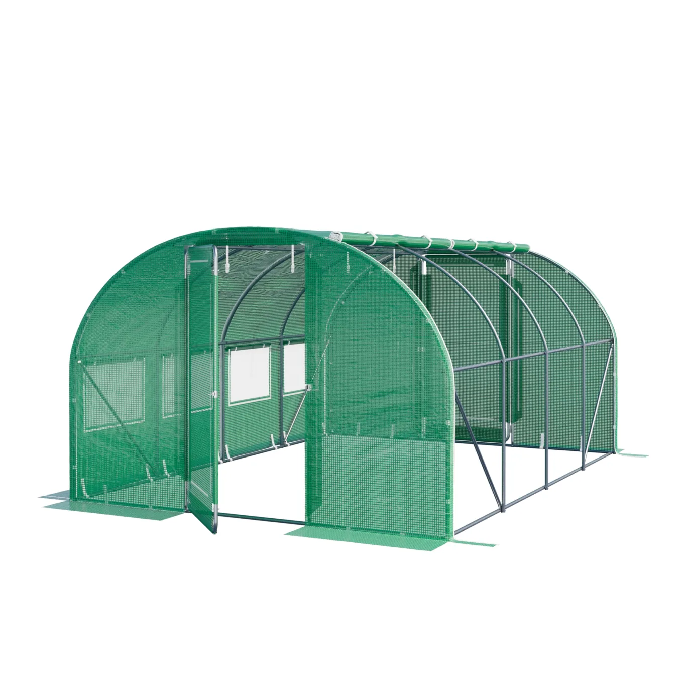 TOOLPORT Foliengewächshaus Gewächshaus 3x4m Premium mit schwenkbarer Türkonstruktion PE-Plane 180 g/m² grün transparent - Bild 1