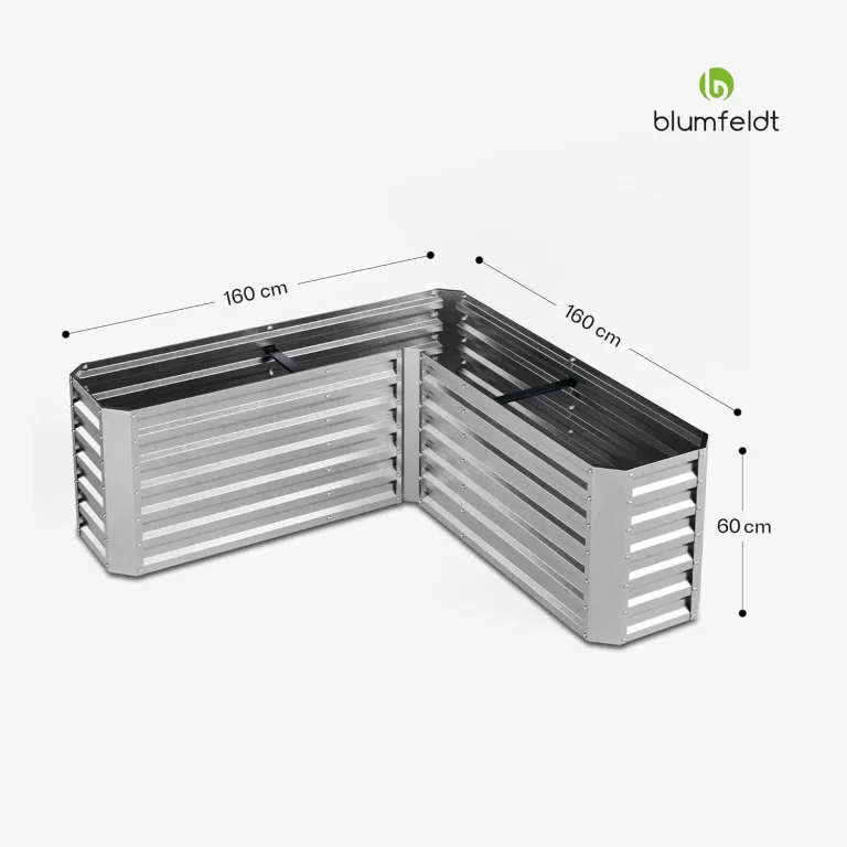 blumfeldt Hochbeet 160x160, L-förmiges Gartenhochbeet 742 L Aus Wetterfestem Galvanostahl, Ergonomisch & Rostbeständig Mit Offenem Boden Für Optimale Drainage & Einfache Montage – Bild 7
