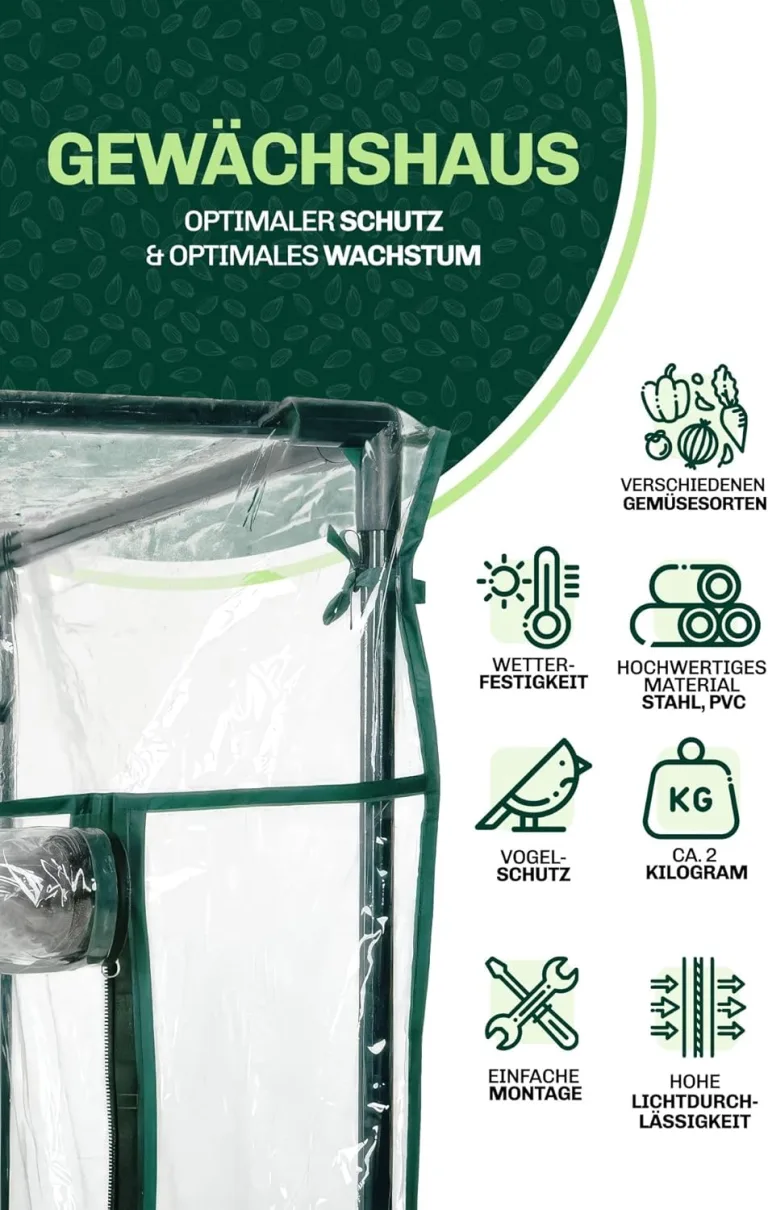 Foliengewächshaus 50x100x150 cm – Winterfestes Gewächshaus für Tomaten und anderes Gemüse – Stabiler Schutz aus PVC für Gartenpflanzen, Minigewächshaus für den Winter- und Jahreszeitenanbau – Bild 3