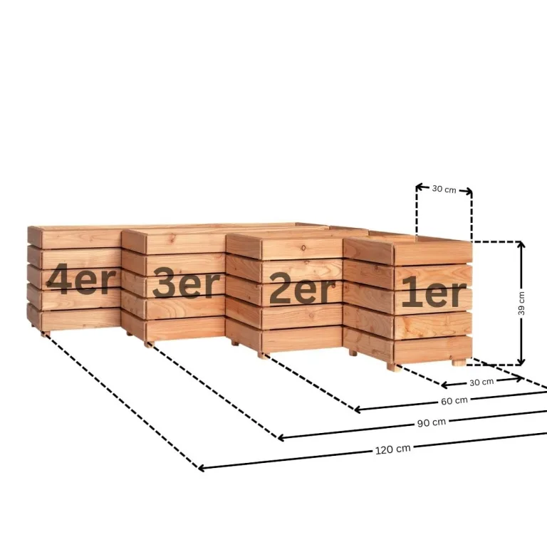 Mega Holz Pflanzkübel MODULO 60x30x39 cm (BxTxH) - wetterfester Blumenkasten aus heimischen Lärchenholz - Blumenkübel aus witterungsbeständiger Lärche für Garten, Terrasse und Balkon, Modular, Holz – Bild 5