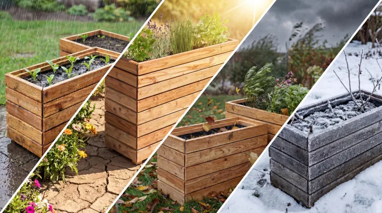 Mega Holz Pflanzkübel MODULO 60x30x39 cm (BxTxH) - wetterfester Blumenkasten aus heimischen Lärchenholz - Blumenkübel aus witterungsbeständiger Lärche für Garten, Terrasse und Balkon, Modular, Holz – Bild 6