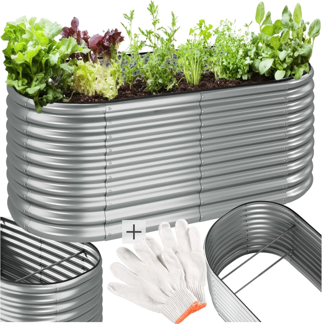 tectake® Hochbeet Metall, Hochbeete-Kit für Beet, Hochbeet Garten, wetterfest, Pflanzkasten, Kräuterbeet, Frühbeet, Gemüsebeet, Pflanzenbeet, zur Anzucht, als Blumenkasten - 1257l, 200 x 100 x 80 cm - Bild 1