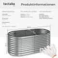 tectake® Hochbeet Metall, Hochbeete-Kit für Beet, Hochbeet Garten, wetterfest, Pflanzkasten, Kräuterbeet, Frühbeet, Gemüsebeet, Pflanzenbeet, zur Anzucht, als Blumenkasten - 1257l, 200 x 100 x 80 cm - Thumbnail 6