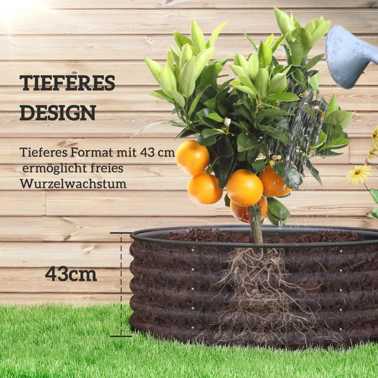 Outsunny Hochbeet aus Stahl, Pflanzbeet Frühbeet Gartenbeet stapelbar Blumenkasten steckbar Pflanzkasten 120x120x43cm Gemüsebeet für Garten Balkon Terrasse, Pflanzkübel für Blumen, Pflanzen – Bild 4