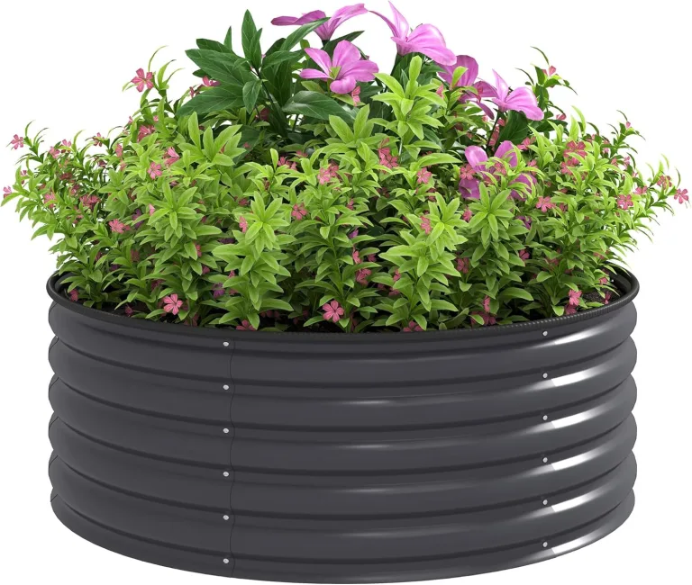 Outsunny Hochbeet aus Stahl, Pflanzbeet Frühbeet Gartenbeet stapelbar Blumenkasten steckbar Pflanzkasten 120x120x43cm Gemüsebeet für Garten Balkon Terrasse, Pflanzkübel für Blumen, Pflanzen – Bild 1