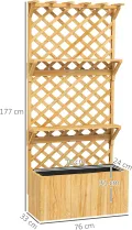 Outsunny Hochbeet mit Spalier, Blumenhochbeet aus Tanneholz, Pflanzbeet mit Rankgitter, Frühbeet mit Regale, Gartenbeet Pflanzkübel Pflanzkasten für Terrasse, Garten, 76 x 33 x 177 cm - Thumbnail 7