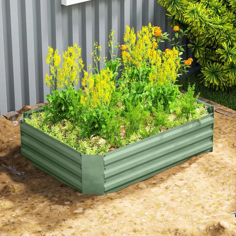 Outsunny Hochbeet aus Stahl, Pflanzbeet Frühbeet Gartenbeet Blumenkasten stapelbar, Pflanzkasten Gemüsebeet 120x90x30cm für Garten Balkon, Pflanzkübel für Blumen, Pflanzen, Gemüse – Bild 8