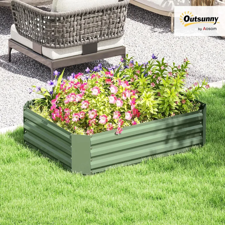 Outsunny Hochbeet aus Stahl, Pflanzbeet Frühbeet Gartenbeet Blumenkasten stapelbar, Pflanzkasten Gemüsebeet 120x90x30cm für Garten Balkon, Pflanzkübel für Blumen, Pflanzen, Gemüse – Bild 2