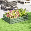 Outsunny Hochbeet aus Stahl, Pflanzbeet Frühbeet Gartenbeet Blumenkasten stapelbar, Pflanzkasten Gemüsebeet 120x90x30cm für Garten Balkon, Pflanzkübel für Blumen, Pflanzen, Gemüse - Thumbnail 2
