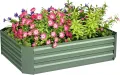 Outsunny Hochbeet aus Stahl, Pflanzbeet Frühbeet Gartenbeet Blumenkasten stapelbar, Pflanzkasten Gemüsebeet 120x90x30cm für Garten Balkon, Pflanzkübel für Blumen, Pflanzen, Gemüse - Thumbnail 1