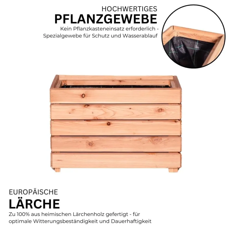 Mega Holz Hochbeet MODULO 60x30x75 cm (BxTxH) - Wetterfester Pflanzkübel aus Holz für Innen- und Außenbereich - Blumenkübel aus witterungsbeständiger Lärche für Garten, Terrasse und Balkon, Modular – Bild 4