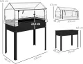 Outsunny Hochbeet mit Abdeckung, erhöhtes Kräuterbeet mit Ablauflöchern, Pflanzkasten aus Metall, wetterbeständig Gemüsebeet, Gartenbeet, Pflanzbeet für Garten, Balkon, 100 x 48 x 124 cm, Schwarz - Thumbnail 7