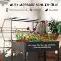 Outsunny Hochbeet mit Abdeckung, erhöhtes Kräuterbeet mit Ablauflöchern, Pflanzkasten aus Metall, wetterbeständig Gemüsebeet, Gartenbeet, Pflanzbeet für Garten, Balkon, 100 x 48 x 124 cm, Schwarz - Thumbnail 3