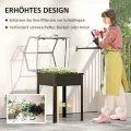 Outsunny Hochbeet mit Abdeckung, erhöhtes Kräuterbeet mit Ablauflöchern, Pflanzkasten aus Metall, wetterbeständig Gemüsebeet, Gartenbeet, Pflanzbeet für Garten, Balkon, 60 x 60 x 120 cm, Schwarz - Thumbnail 4