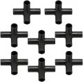8 Stück Halterung Verbinder Kunststoff Fitting Schwarz 4-Wege-PVC-Rohrverschraubungen Verbinder für DIY Pflanzenunterstützung Gewächshaus Rahmen Blumenständer (12 mm) - Thumbnail 1