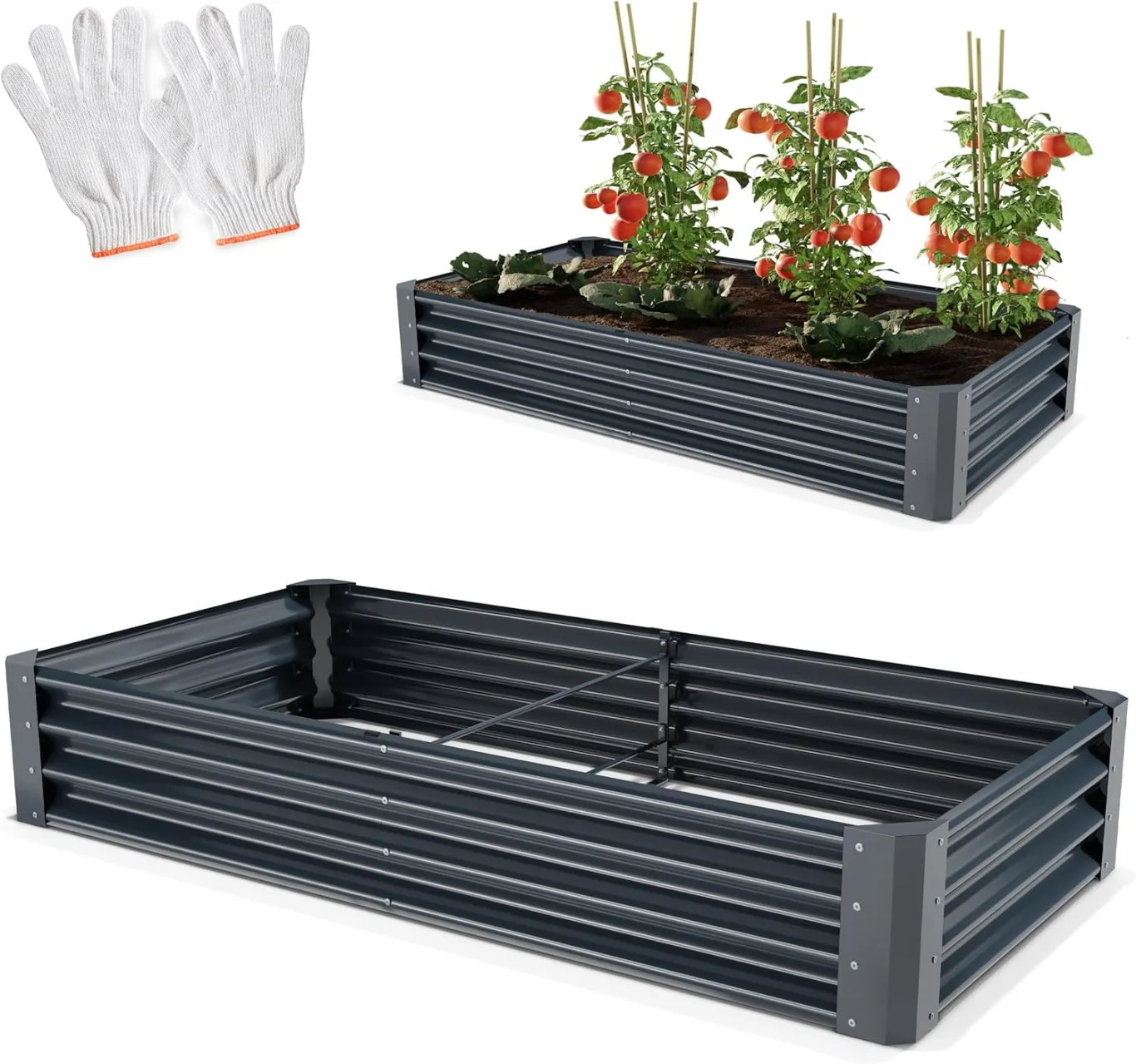 Metall Hochbeet - XXL Gemüsebeet/Kräutergarten aus Stahl - stabil, wetterfest & pflegeleicht - Hochbeete-Kit - Ideal für Kräuter aus dem Garten, Terrasse/Balkon (Anthrazit, 180x90x30cm) - Bild 1