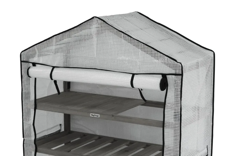 VegTrug® Gewächshaus - Foliengewächshaus mit 4 Ebenen & FSC-Holzrahmen -Anzuchthaus für Garten, Balkon & Terrasse - Pflanzregal mit PE-Abdeckung & Reißverschluss - Grey Wash 111x49x168 cm – Bild 9