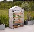 VegTrug® Gewächshaus - Foliengewächshaus mit 4 Ebenen & FSC-Holzrahmen -Anzuchthaus für Garten, Balkon & Terrasse - Pflanzregal mit PE-Abdeckung & Reißverschluss - Grey Wash 111x49x168 cm - Thumbnail 6
