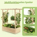 COSTWAY Hochbeet mit Rankgitter & hängendem Dach, Pflanzkasten mit Rankhilfe, Blumenkasten für Kletterpflanzen & hängende Körbe, für Garten Hof Terrasse, Pflanzgefäß aus Holz, Natur - Thumbnail 3