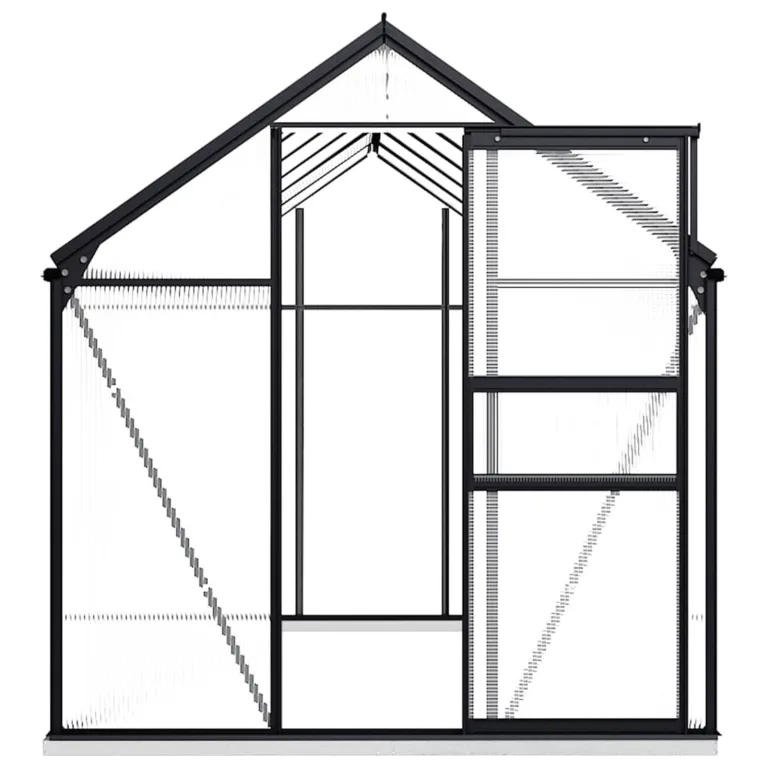 Begehbares Gewächshaus aus Polycarbonat mit Aluminiumrahmen und Fundament für Gartenfundament 190 x 370 x 202 cm Pflanzen Grow House Gartenhaus Bodenfixierung 7,03 m² – Bild 3
