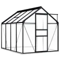 Begehbares Gewächshaus aus Polycarbonat mit Aluminiumrahmen und Fundament für Gartenfundament 190 x 370 x 202 cm Pflanzen Grow House Gartenhaus Bodenfixierung 7,03 m² - Thumbnail 8