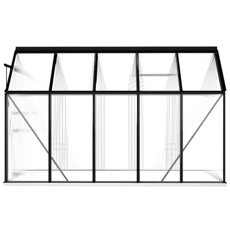 Begehbares Gewächshaus aus Polycarbonat mit Aluminiumrahmen Fundamentrahmen und Bodenbefestigung für Gartenpflanzen 190 x 310 x 202 cm 5,89 m² – Bild 4