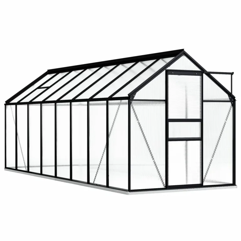 Begehbares Gewächshaus aus Polycarbonat mit Aluminiumrahmen Fundamentrahmen und Bodenbefestigung für Gartenpflanzen 190 x 310 x 202 cm 5,89 m² – Bild 9
