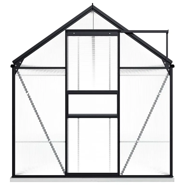 Begehbares Gewächshaus aus Polycarbonat mit Aluminiumrahmen und Fundamentrahmen für Garten Fundament Bodenbefestigung Pflanzen Grow House Gartenhaus 190x490x202cm 9,31m² – Bild 2