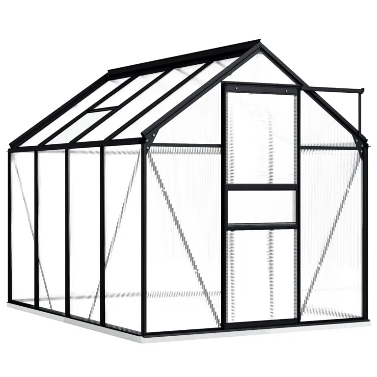 Begehbares Gewächshaus aus Polycarbonat mit Aluminiumrahmen und Fundamentrahmen für Garten Fundament Bodenbefestigung Pflanzen Grow House Gartenhaus 190x490x202cm 9,31m² – Bild 9