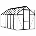 Begehbares Gewächshaus aus Polycarbonat mit Aluminiumrahmen und Fundamentrahmen für Garten Fundament Bodenbefestigung Pflanzen Grow House Gartenhaus 190x490x202cm 9,31m² - Thumbnail 7