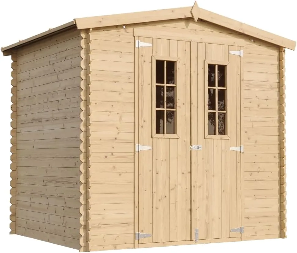 Holzhaus Gartenhaus TIMBELA M369C+M369G - Gartenschuppen Holz mit Boden Imprägnierte B236xL226xH218 cm/ 4.33 m2 Lagerschuppen für Garten - Fahrrad Schuppen - Wasserfestes Dach