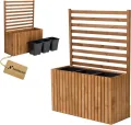 Pflanzkübel mit Rankgitter Spalier mit Pflanzkasten Blumenkasten aus Holz für Garten Balkon Terrasse Hochbeet mit 18L Kunststoff-Pflanzeneinsatz (vertikal-braun, 98x36x55 H130) - Thumbnail 1