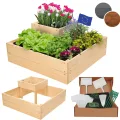 Hochbeet, Kräuterbeet, Gartenbeet, Pflanzbeet, Blumenbeet, Stufenbeet, Holz Stufen Treppe, für Garten und Terrasse, Kiefernholz, Massivholz, Abmessungen 45x119x119 cm, Farbe: Natur - Thumbnail 10