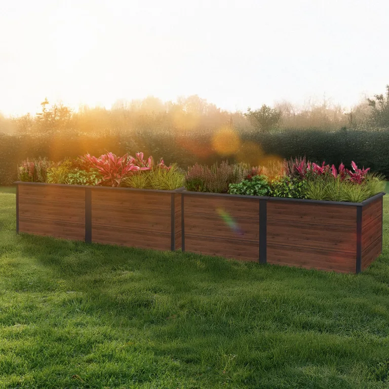 Zelsius Hochbeet verzinkter Stahl 200 x 100 x 77 cm | Anthrazit RAL 7016 Walnuss Holzoptik | Pflanzbeet Outdoor, Gemüsebeet, Blumenbeet, Gartenbeet, Freistehende Hochbeete für Garten – Bild 2