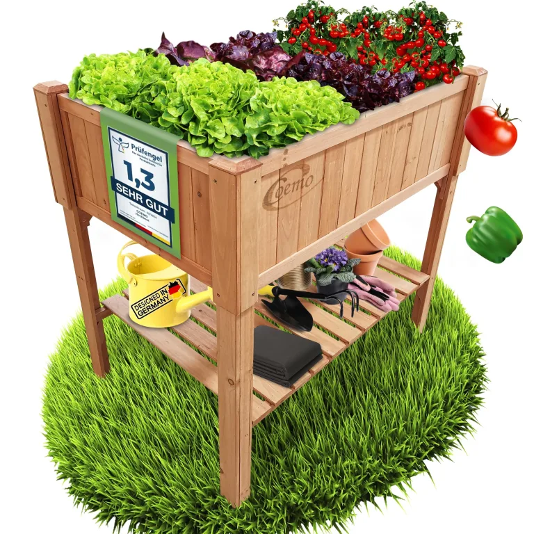 Coemo Frühbeetaufsatz Holz 90 × 60 × 30 cm – Gewächshaus-Abdeckung für Hochbeet – Wetterfester Frühbeetkasten mit Deckel – Schutz für Jungpflanzen & Gemüse – Hochbeet-Bausatz Outdoor – Bild 8