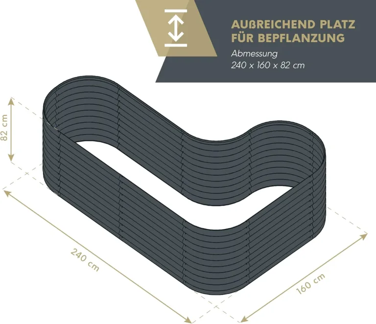 WESTMANN Metallhochbeet inkl. Aussaatkalender | Kräuterbeet für Garten & Terrasse | 240x160x82 cm Grau L-Form | Hochbeet & Frühbeet zum Bepflanzen von Gemüse | Pflanzkasten aus Metall – Bild 7