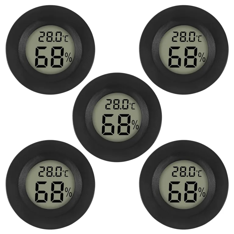 AITRIP 5 x Mini Digital Hygrometer Gauge Indoor Thermometer, Temperatur-Feuchtigkeitsmessgerät für Luftbefeuchter Gewächshaus Gläser Reptilien Gitarrenkoffer, Fahrenheit (℉) oder Celsius(℃) Schwarz – Bild 1