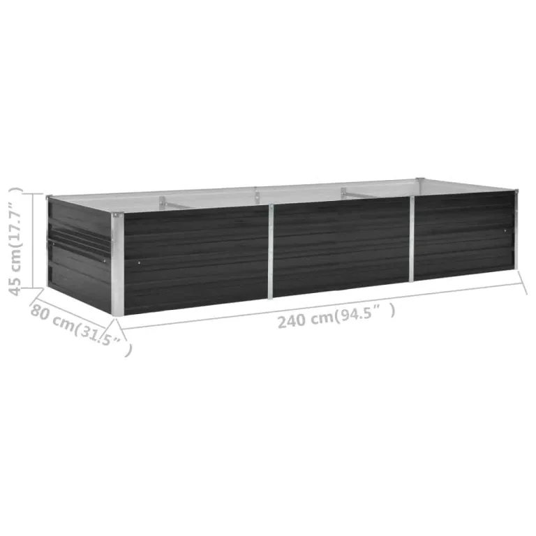 Willood Garten Hochbeet Anthrazit 240 x 80 x 45 cm Verzinkter Stahl – Bild 8