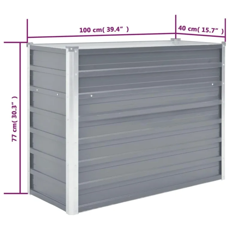 Willood Garten Hochbeet Verzinkter Stahl 100x40x77 cm Grau – Bild 7