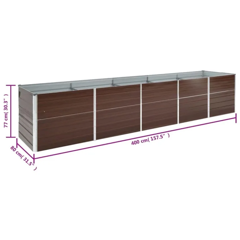 Willood Garten Hochbeet Verzinkter Stahl 400×80×77 cm Braun – Bild 6
