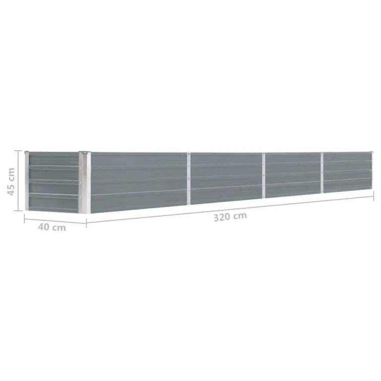 Willood Garten Hochbeet Verzinkter Stahl 320×40×45 cm Grau – Bild 6