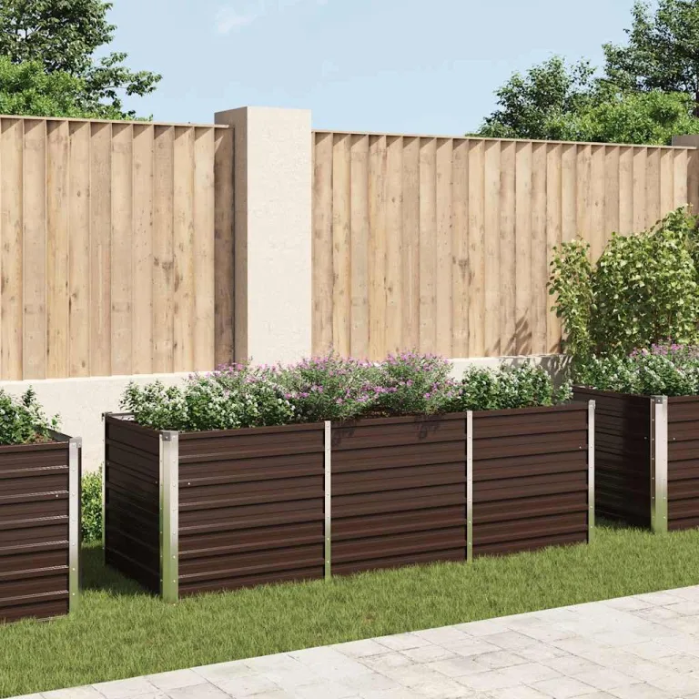 Willood Garten Hochbeet Braun 240 x 80 x 77 cm Verzinkter Stahl – Bild 1