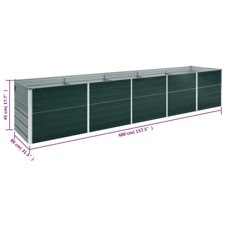 Willood Garten Hochbeet Verzinkter Stahl 400x80x45 cm Grün – Bild 7
