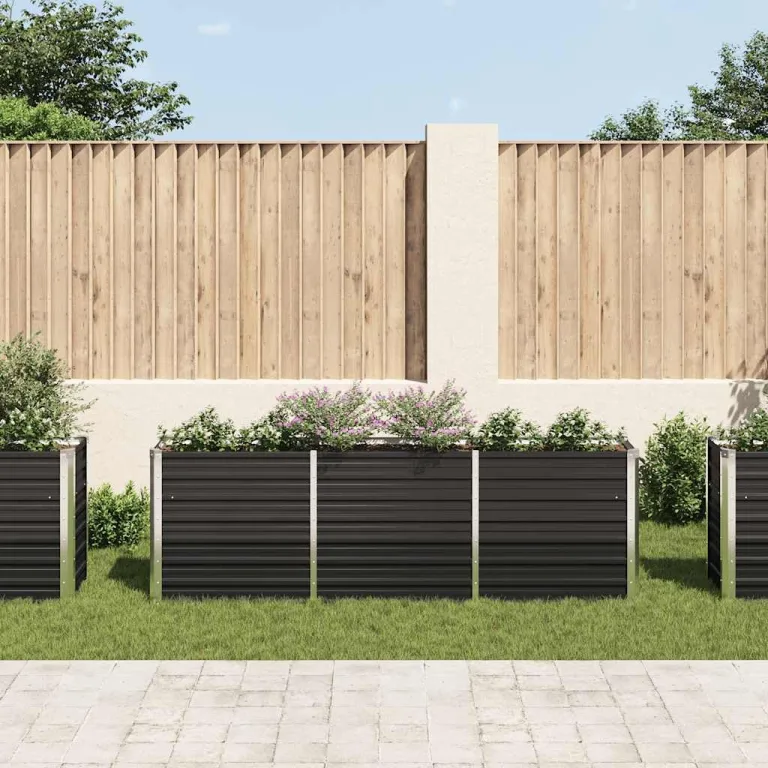 Willood Garten Hochbeet Verzinkter Stahl 240 x 40 x 77 cm Anthrazit – Bild 3
