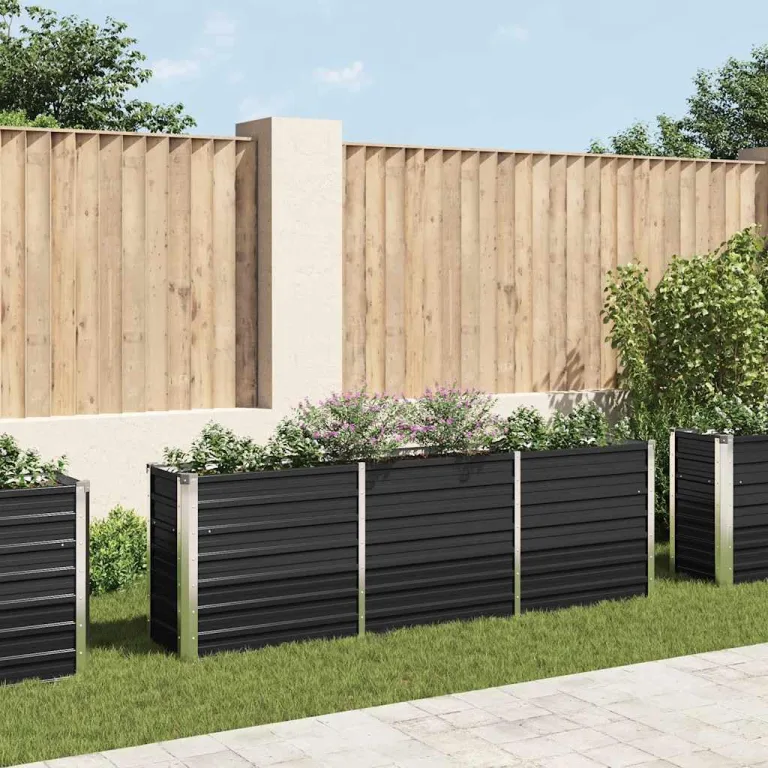 Willood Garten Hochbeet Verzinkter Stahl 240 x 40 x 77 cm Anthrazit – Bild 1