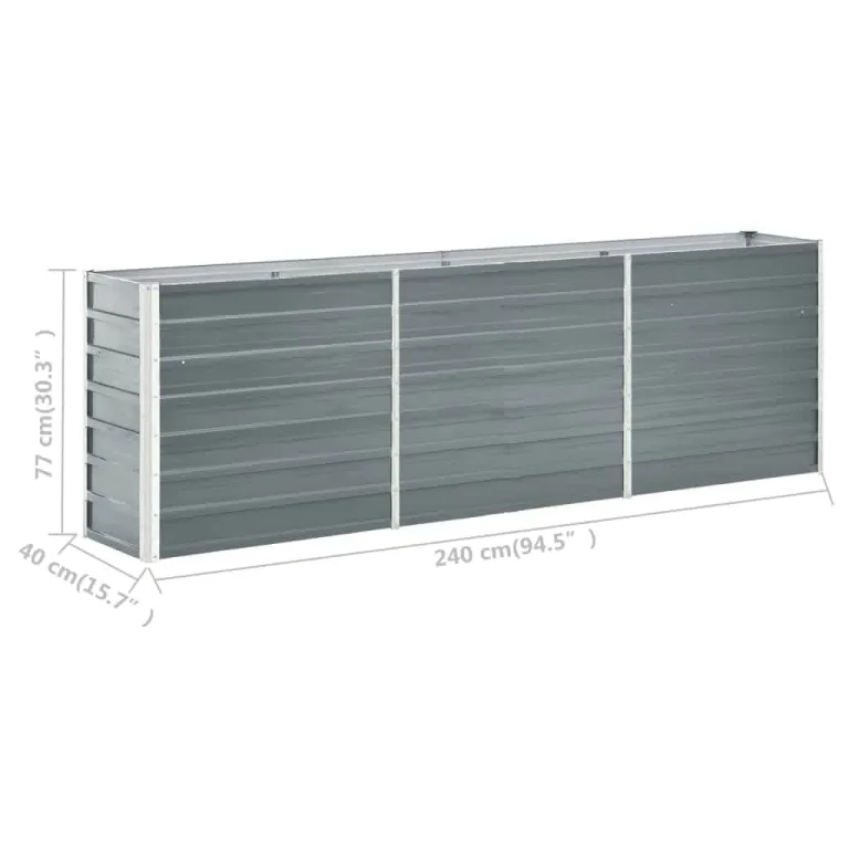 Willood Hochbeet Verzinkter Stahl 240x40x77 cm Grau – Bild 6