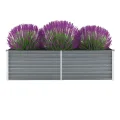 Willood Garten Hochbeet Verzinkter Stahl 160x40x45 cm Grau - Thumbnail 1